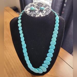 Turquoise Beaded Necklace and Earring Set